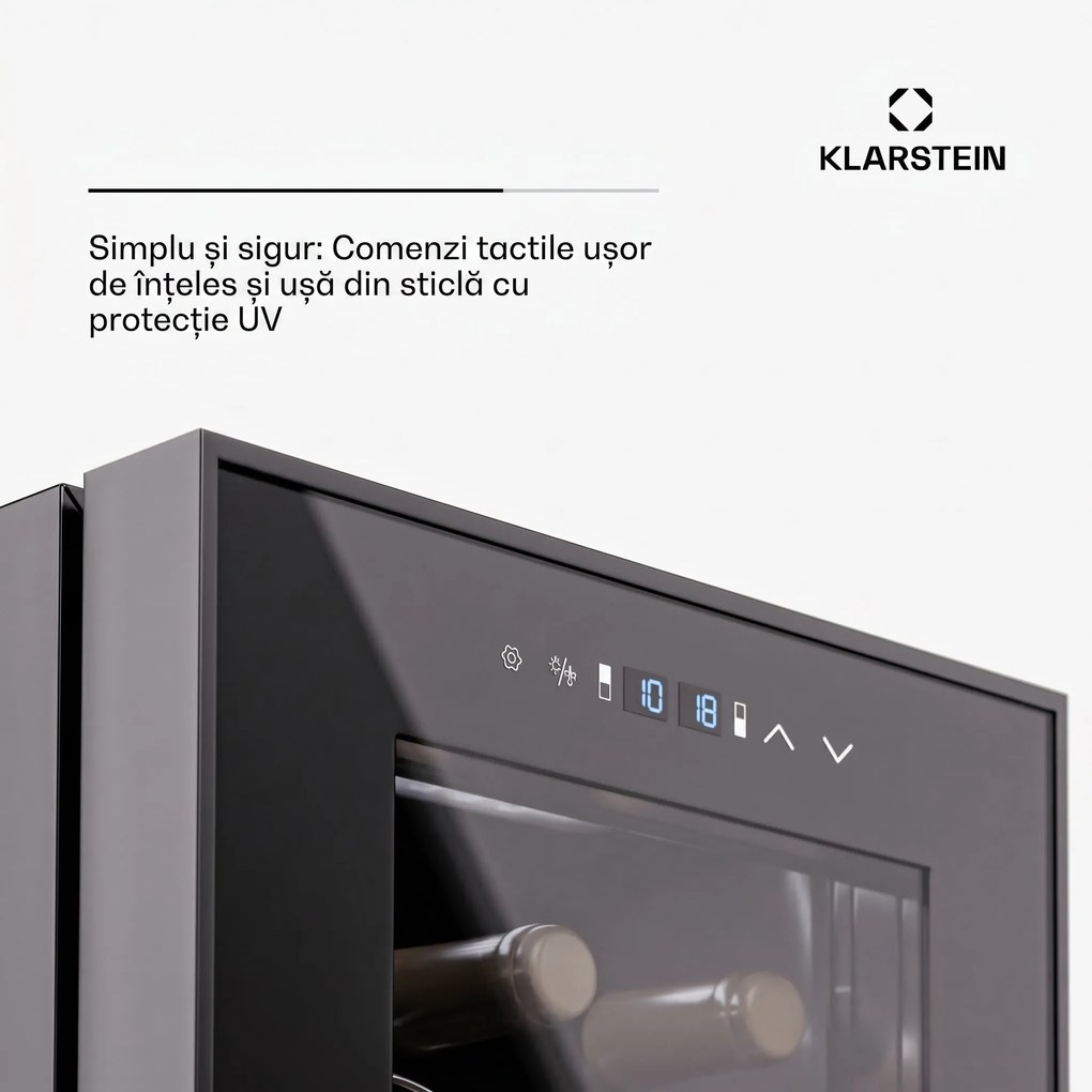 Klarstein Shiraz 27 Duo, frigider pentru vin, 2 zone, 83 l / 27 sticle, 5-18 / 5-18 °C, control tactil