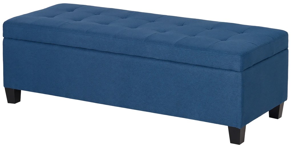 HOMCOM Banc de depozitare 94,5L banca pentru capul patului din material textil cu aspect de in si picioare din lemn, 125 x 49 x 41,5 cm, albastru | Aosom Romania