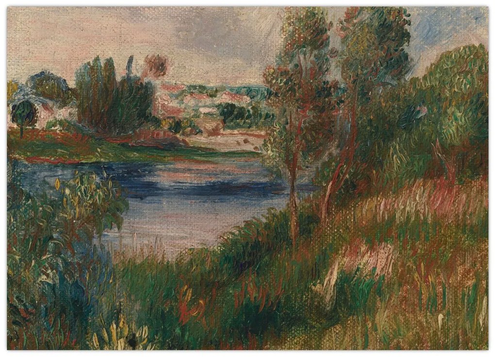 Tablou pe sticlă - Auguste Renoir, Landscape at Vetheuil, reproducere (70x50 cm)