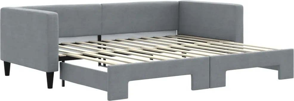 vidaXL Pat de zi cu extensie, gri deschis, 90x200 cm, textil