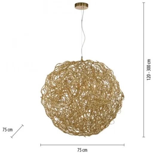 Paul Neuhaus 2019-12 - Lustră suspendată pe cablu SAREA 15xG9/40W/230V aurie
