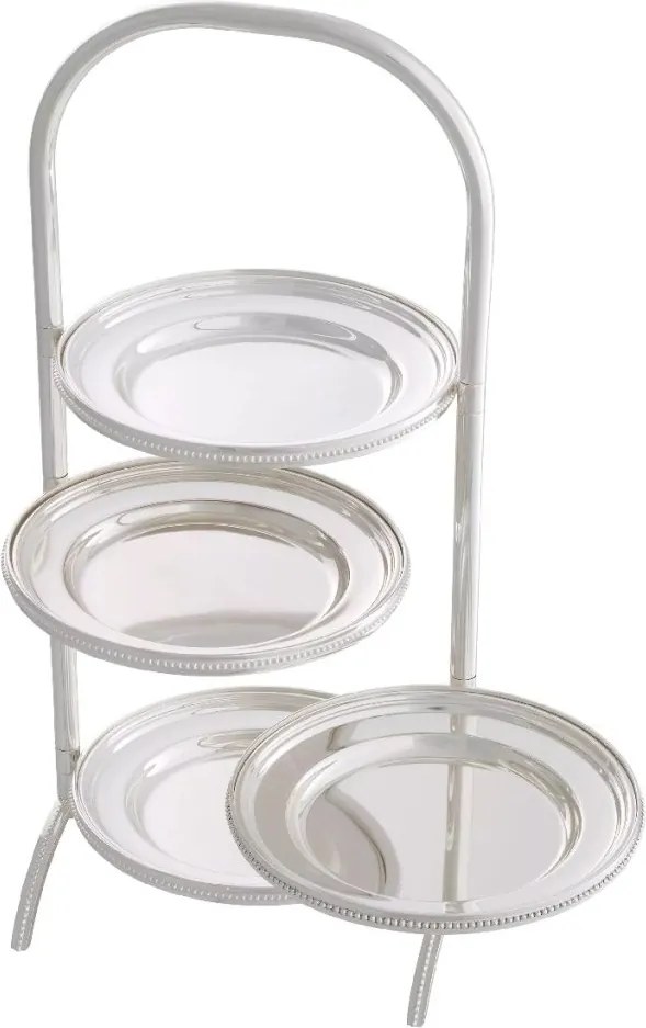 Suport prajituri, Patru platouri etajate design LUX Encore, argintiu