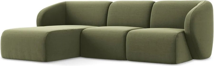 Colțar verde cu tapițerie din catifea (cu colț pe partea stângă/cu șezlong) Lani – Makamii