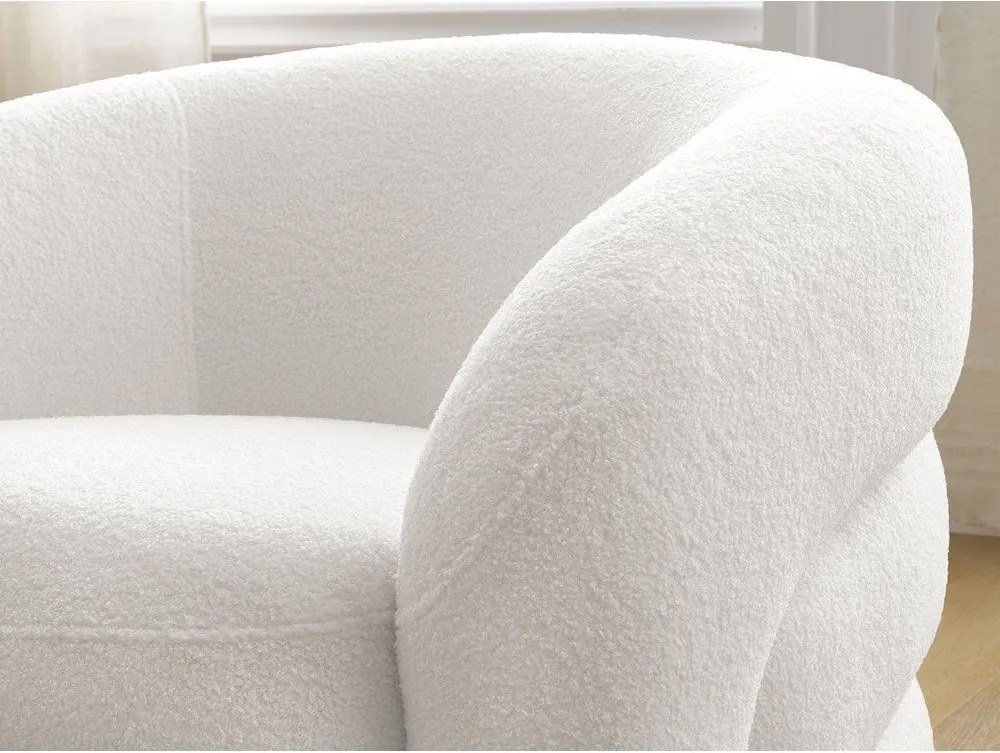 Fotoliu alb pivotant cu tapițerie din țesătură bouclé Elina – Bobochic Paris