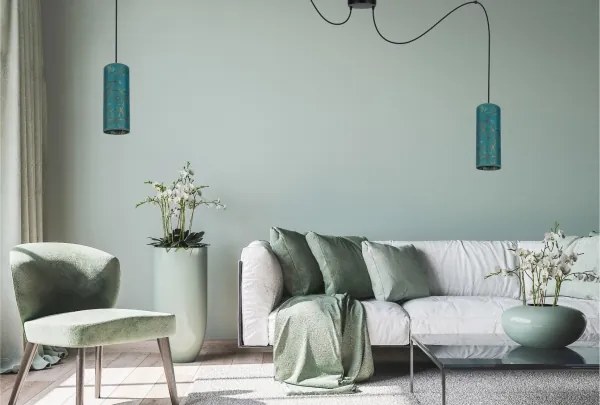 Lustră pe cablu AVALO 2xE27/60W/230V turcoaz/auriu