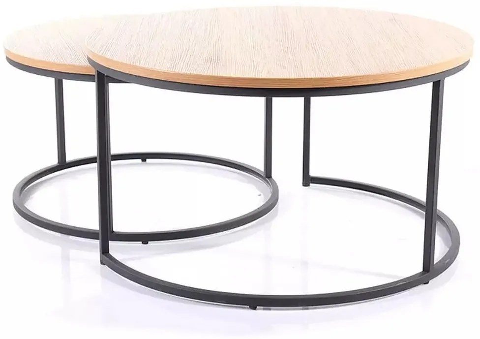 Set 2 mese de cafea Atlanta III stejar/negru