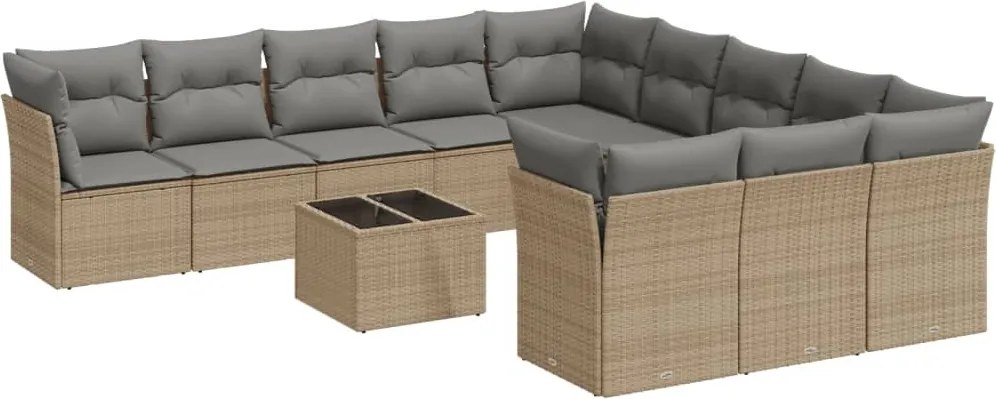 vidaXL Set canapele de grădină cu perne, 12 piese, bej, poliratan