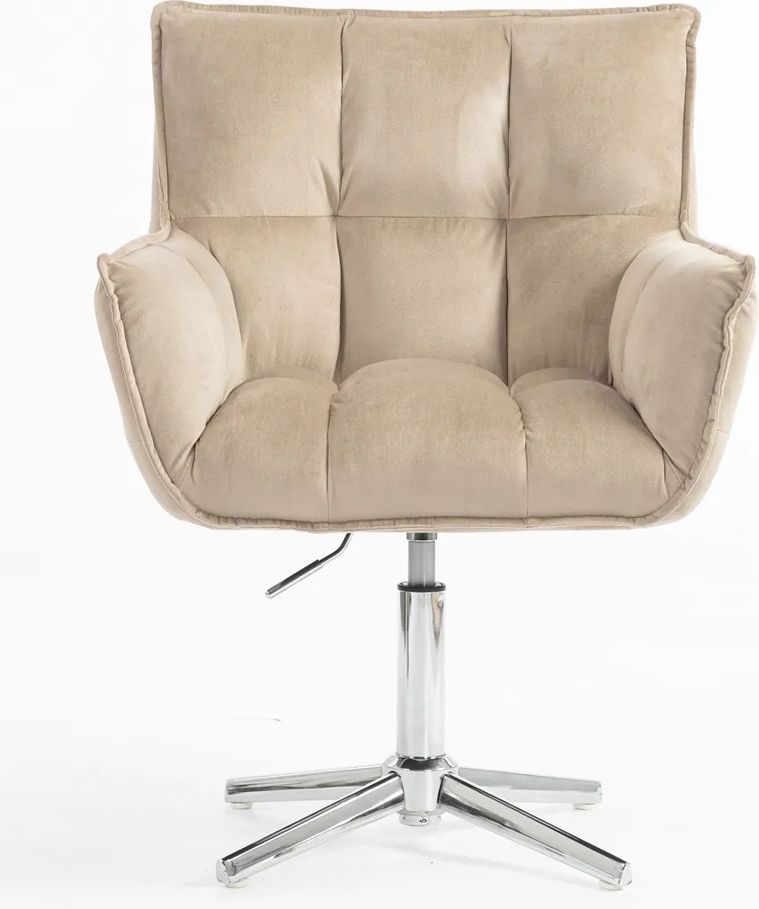 HR560CROSS Scaun Catifea Latte cu Bază Cromata