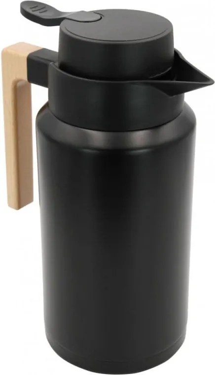 Termos Klausberg KB 7611, 2 l, Izolatie sub vid, Pereti dubli, Capac etans, Otel inoxidabil, Fara BPA, Negru