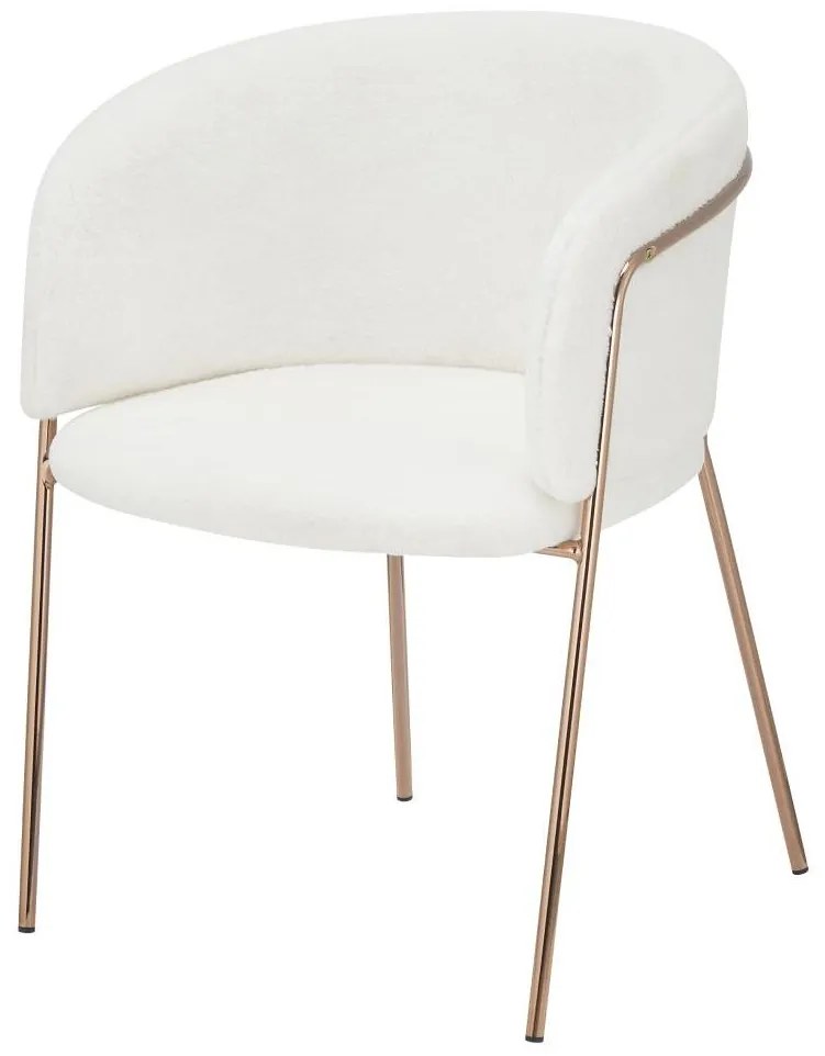 Fotoliu sufragerie de design Adomar (fildeș + roz auriu + crom) . 1097096