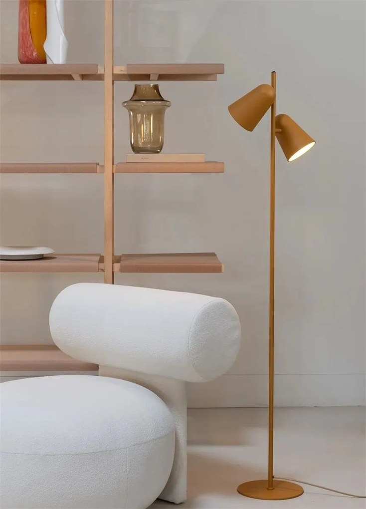 Lampa de podea cu doua spoturi directionabile Salamanca galben mustar