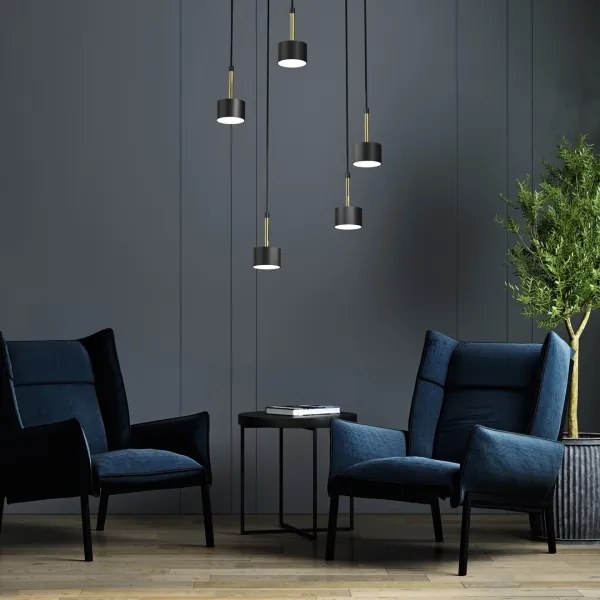 Lustră pe cablu ARENA 5xGX53/11W/230V neagră/aurie