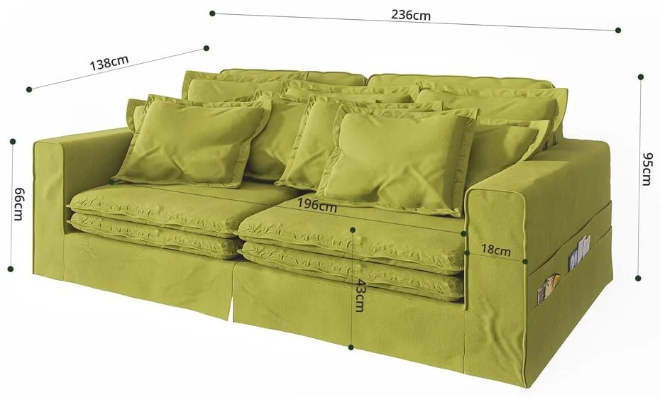 Canapea verde-deschis 236 cm Nora – Ropez