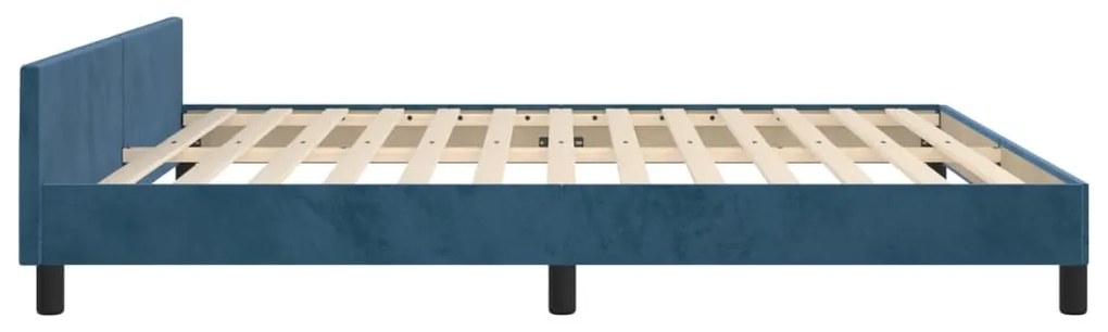 Cadru de pat cu tablie, albastru inchis, 160x200 cm, catifea Albastru inchis, 160 x 200 cm, Design simplu