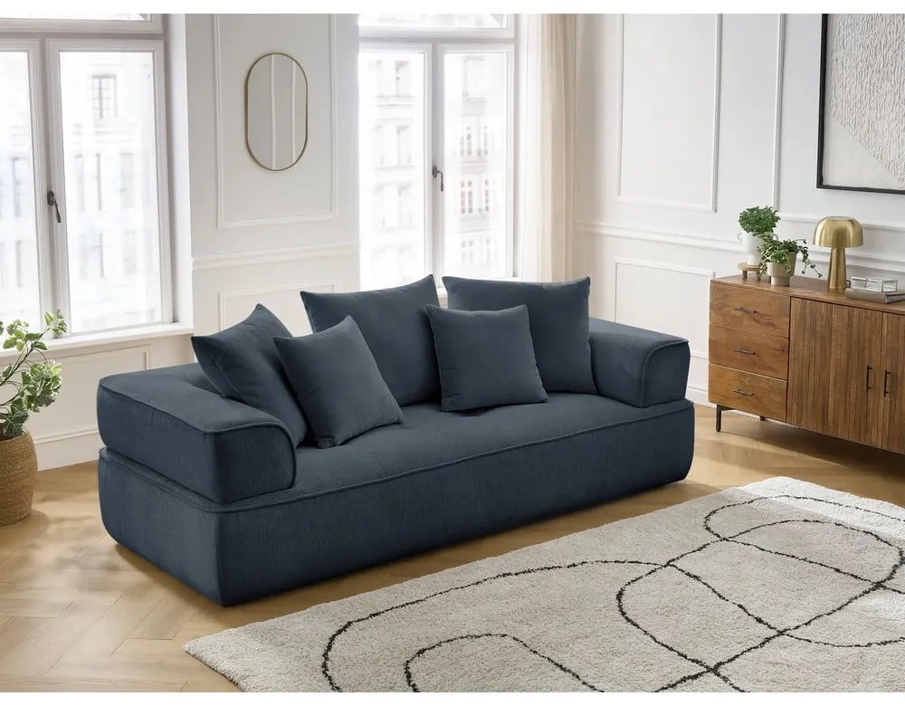 Canapea albastru-închis cu tapițerie din chenille 237 cm Whesley – Bobochic Paris