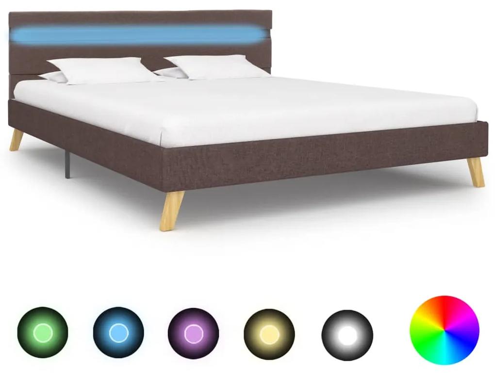 284868 vidaXL Cadru de pat cu LED-uri gri taupe 160x200cm material textil