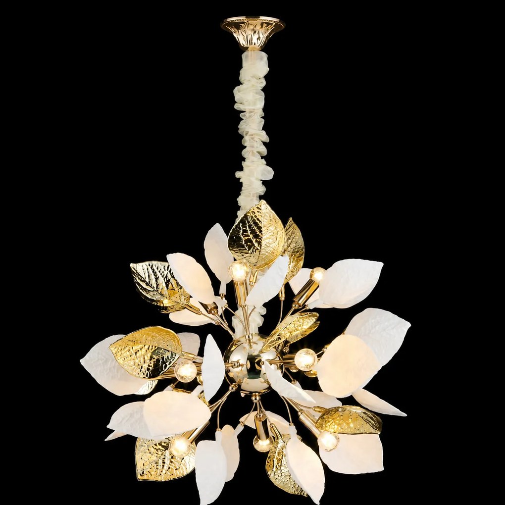 Lustra cu Frunze Ceramice, Diam 600cm, Finisaj Gold - Bussy Lighting 7238-12P