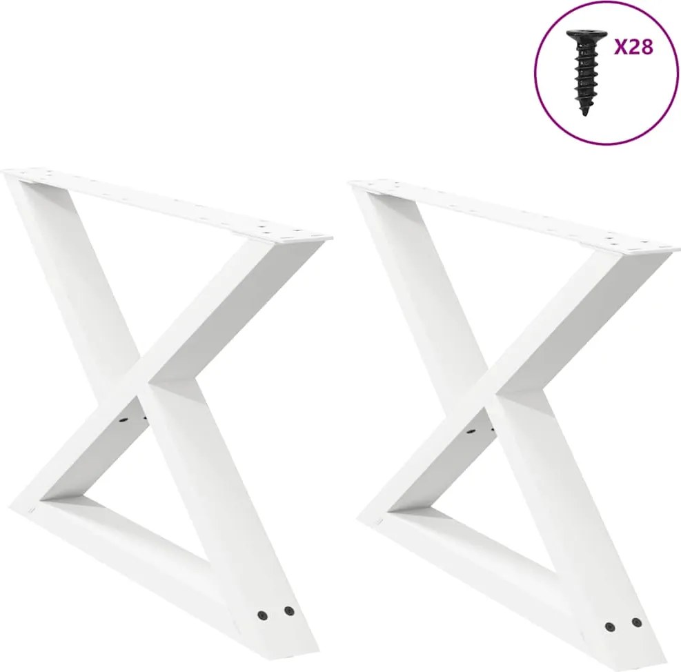 vidaXL Picioare pentru măsuță de cafea, 2 buc., alb, 70x(42-43,3) cm, oțel