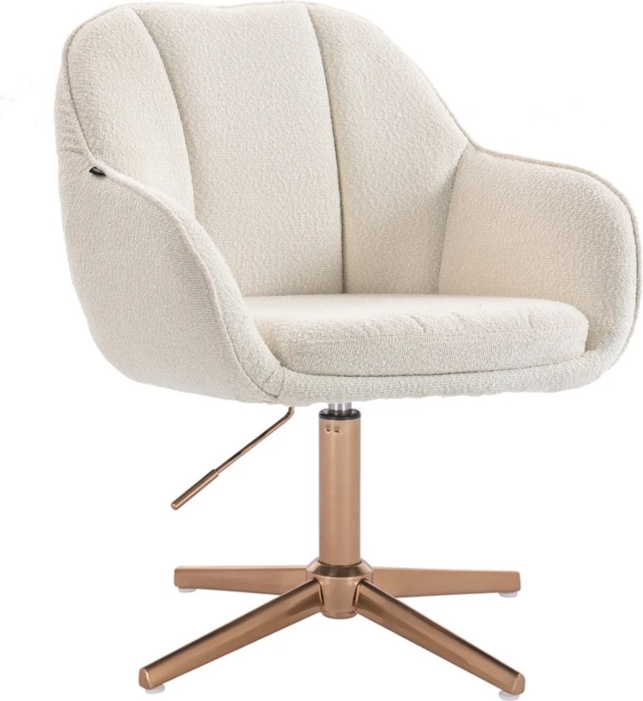 HR2055CROSS Scaun Crem din Boucle cu Bază Aurie