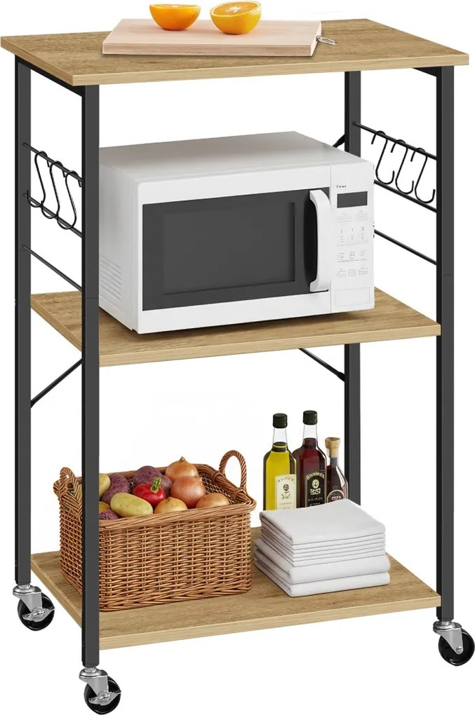 Masuta pe roti cu 3 rafturi TAYLOR ARTISAN 60x40 cm