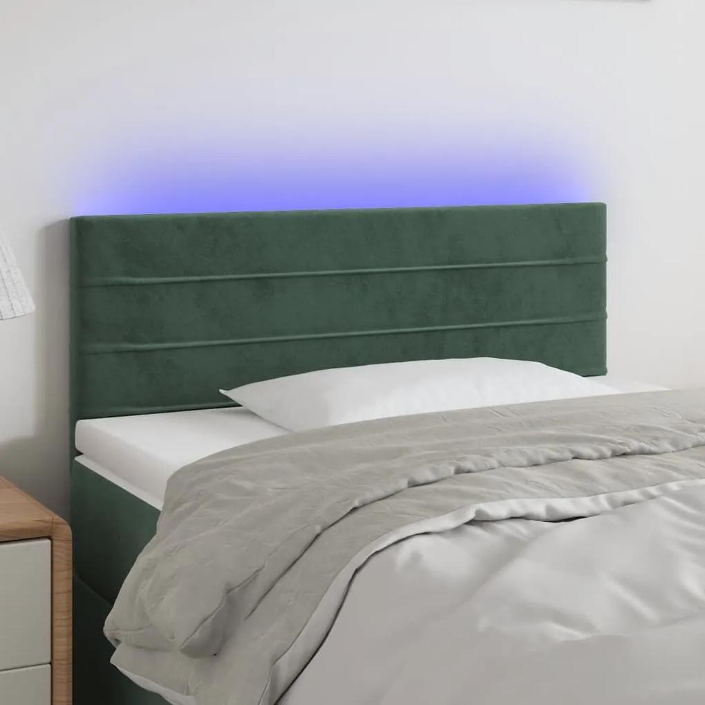 3121785 vidaXL Tăblie de pat cu LED, verde închis, 80x5x78/88 cm, catifea