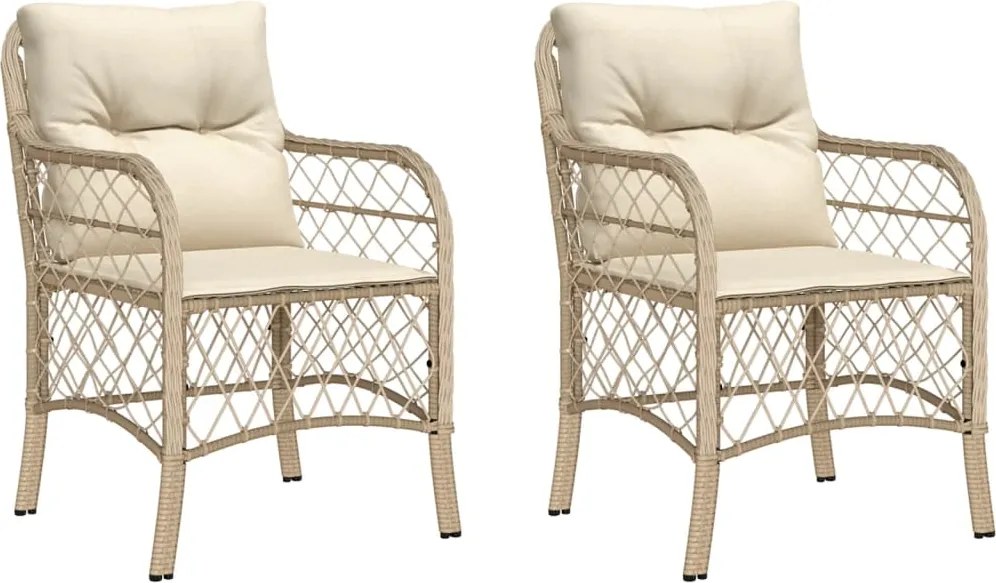 vidaXL Fotolii de grădină cu perne, 2 buc., bej, poliratan