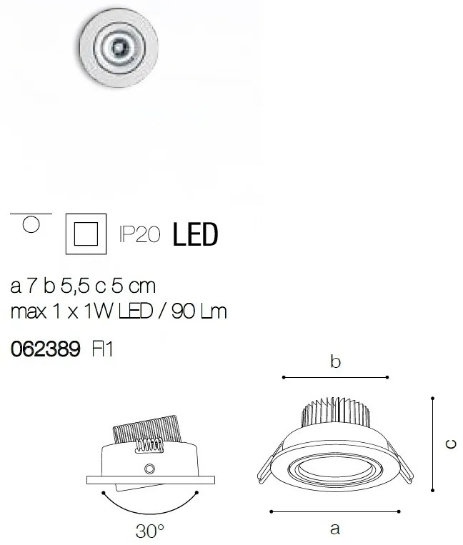 Set de 3 spoturi orientabile, incastrate diam.6,5cm, LED DELTA FI1 alb 062389