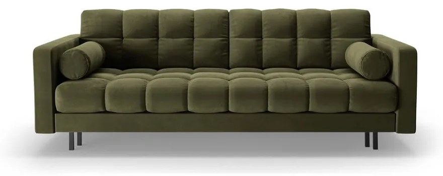 Canapea verde extensibilă, cu spațiu de depozitare cu tapițerie din catifea 222 cm Bali – Cosmopolitan Design