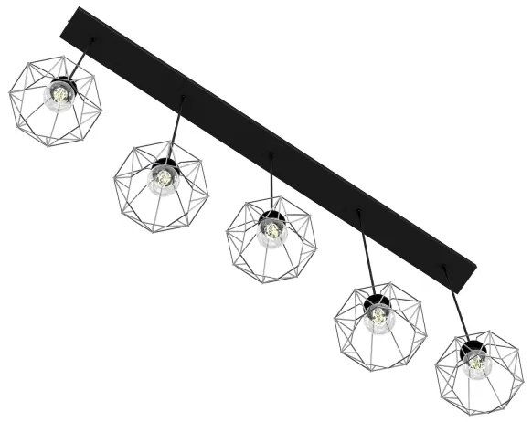 Lustră pe cablu BERGEN 5xE27/60W/230V neagră/crom lucios