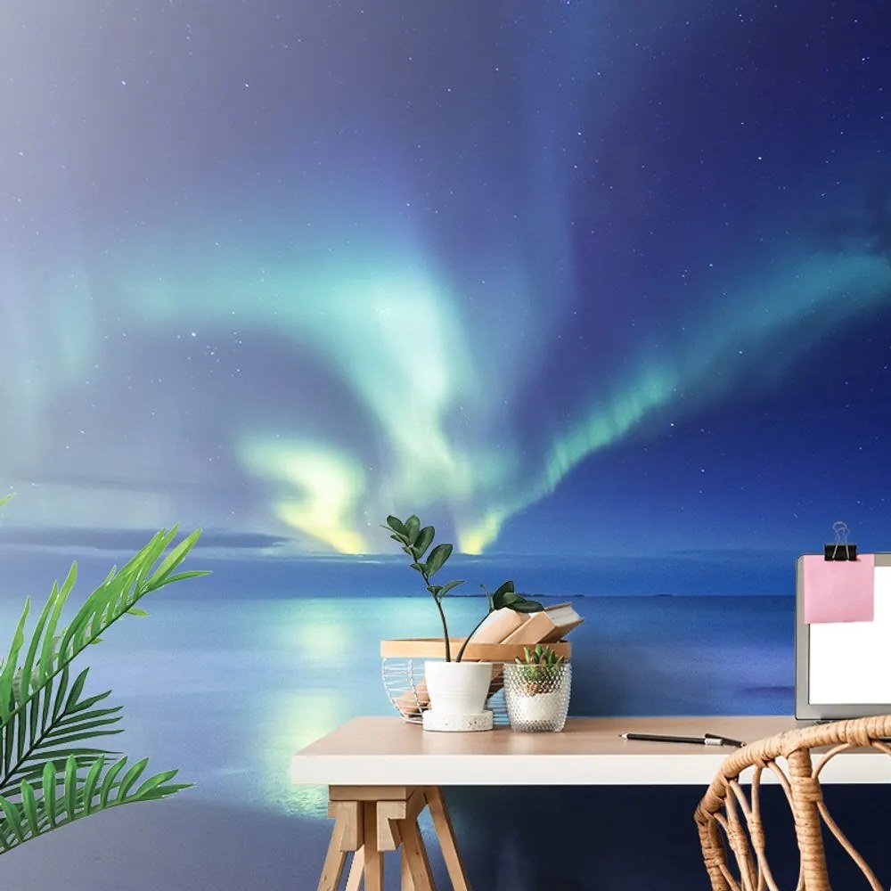 Fototapet aurora polară deasupra oceanului