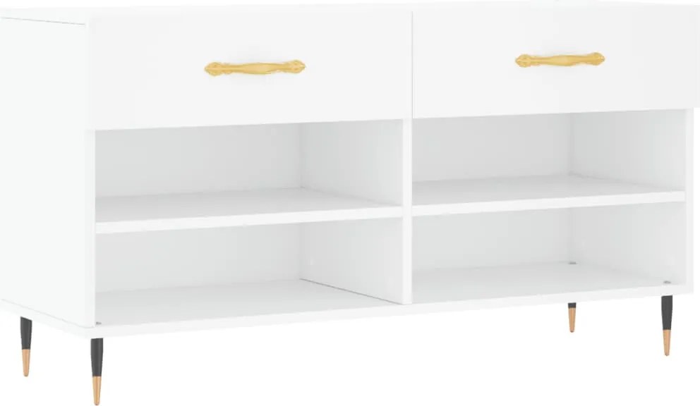 vidaXL Bancă de pantofi, alb, 102x35x55 cm, lemn prelucrat