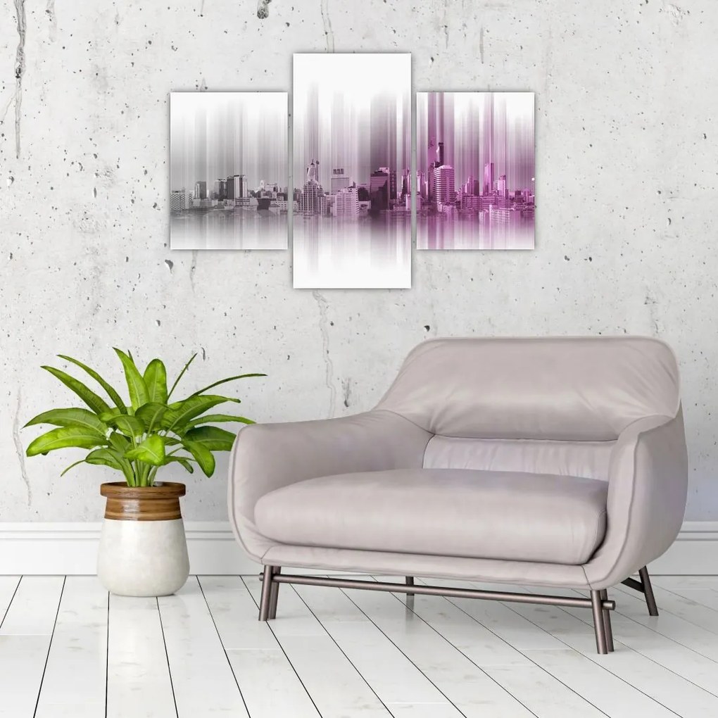 Tablou - Panorama orașului, roz-gri (90x60 cm)