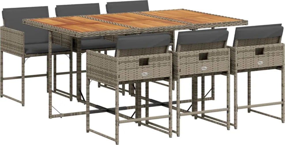 vidaXL Set mobilier de grădină cu perne, 7 piese, gri, poliratan