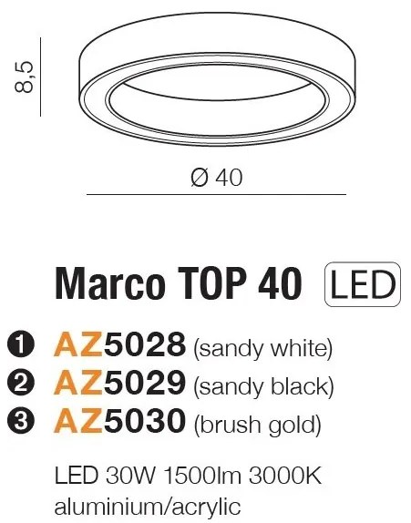 Lustra LED aplicata design slim circular MARCO TOP 40 3000K WH