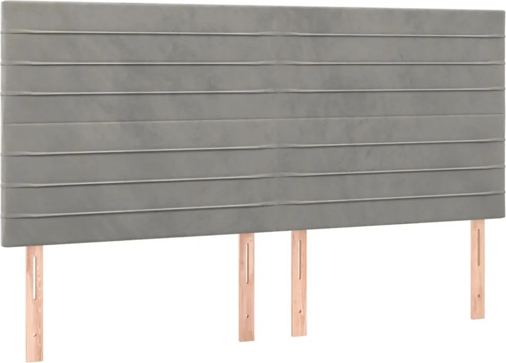 vidaXL Tăblie de pat gri deschis 180x5x118/128 cm catifea