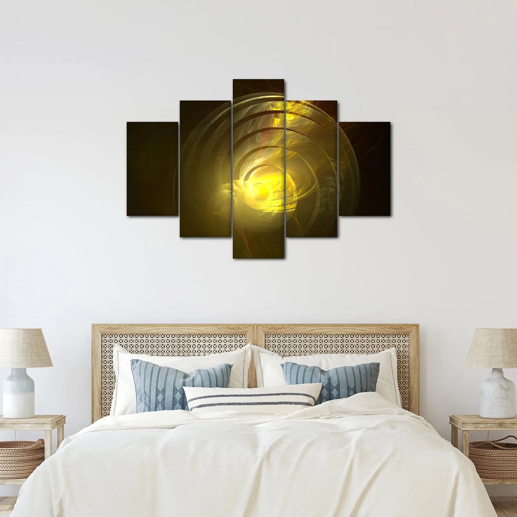 Tabloul cu spirala abstractă în galben (150x105 cm)