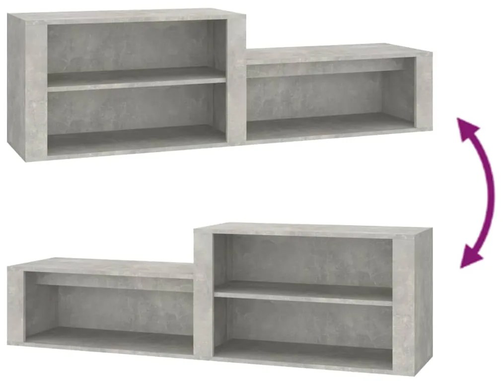 Pantofar, gri beton, 150x35x45 cm, lemn prelucrat Gri beton, 1