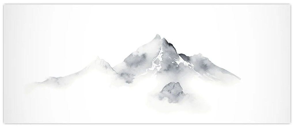 Tablou - Pictură cu cerneală de munți (120x50 cm)
