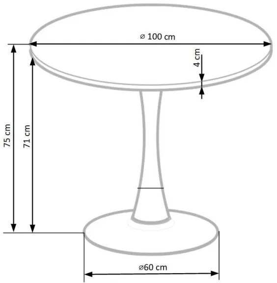 Masă de dining CARMELO, 75 x 100 cm, negru/maro