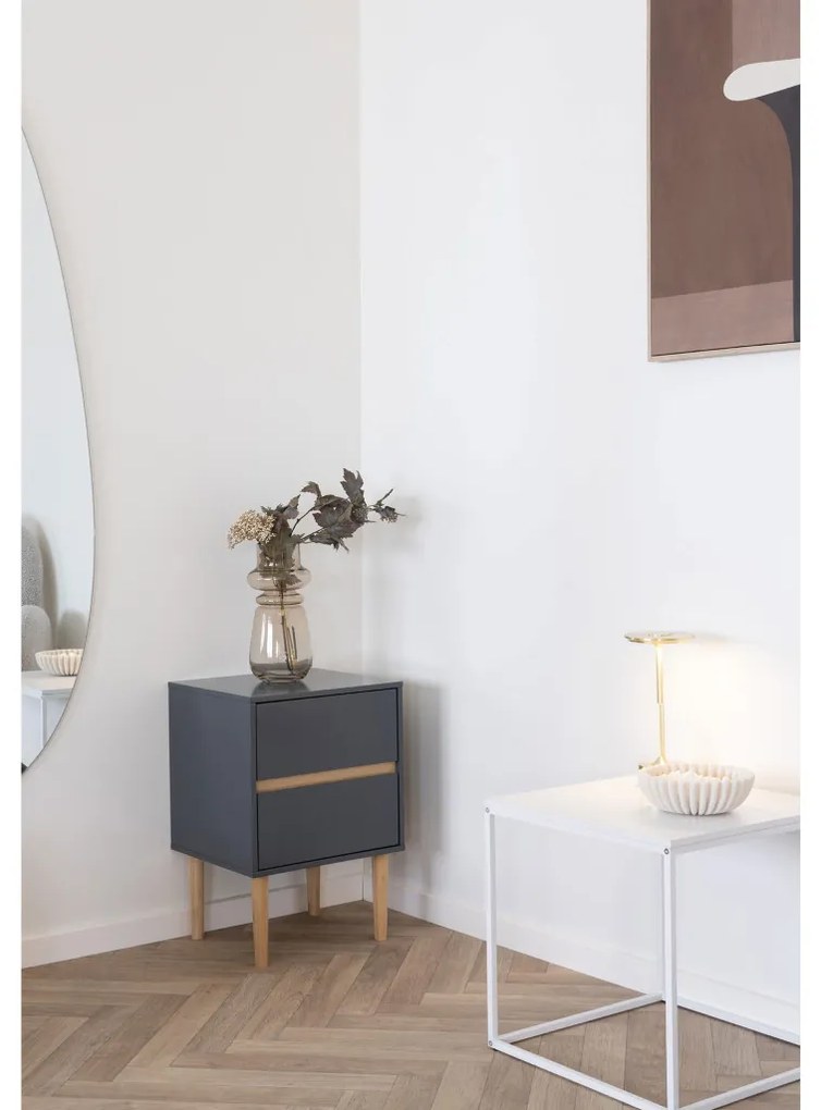 Noptiera Bisley, lemn vopsit, gri închis 40x35x55 cm