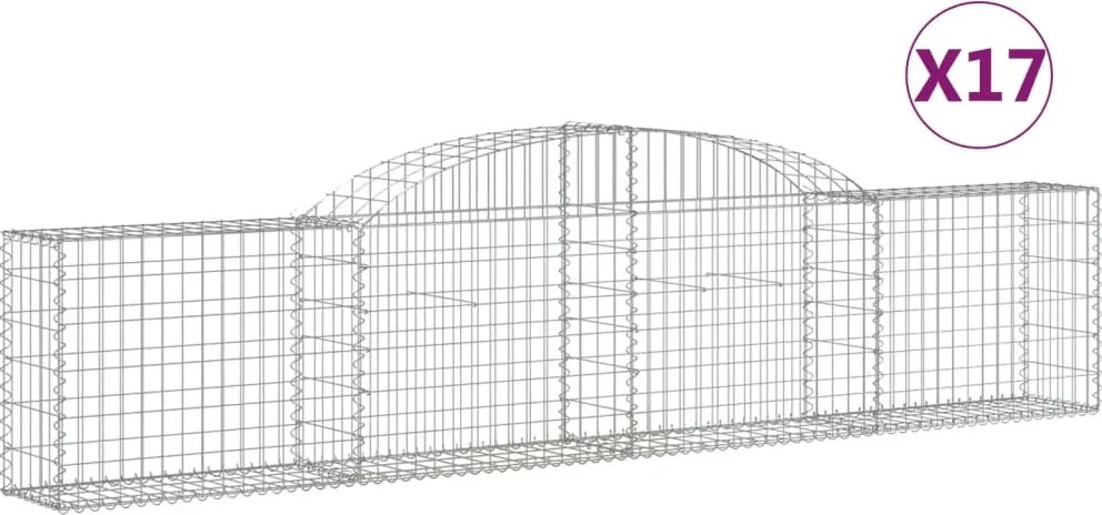 vidaXL Coșuri gabion arcuite, 17 buc., 300x30x60/80cm, fier galvanizat