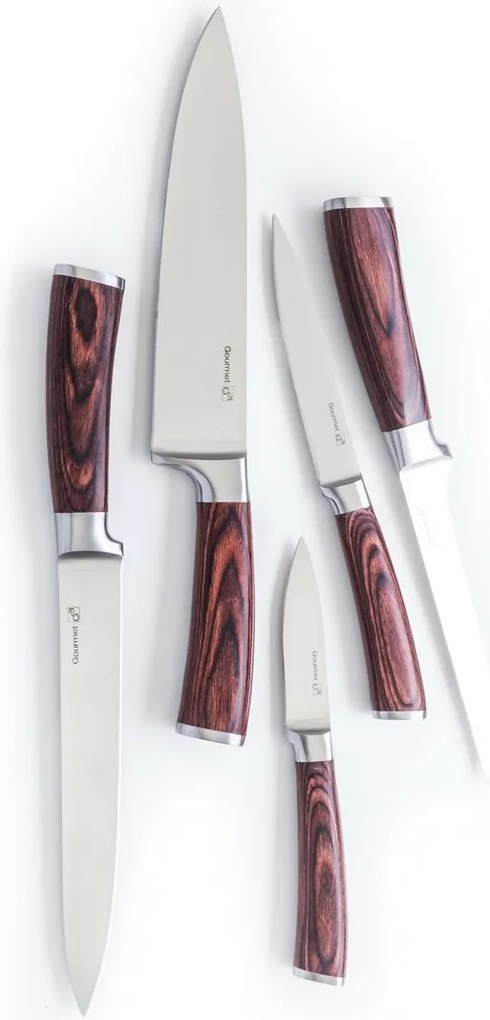 Set de cuțite G21 Gourmet Nature 5 bucăți + bloc de bambus