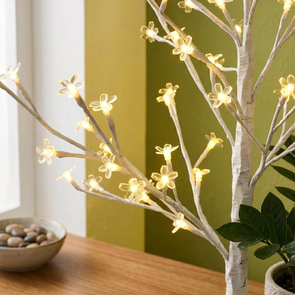 HOMCOM Brad de Mesteacăn cu 180 de Lumini LED Înălțime 180cm 3 Nivele de Luminozitate Alb | Aosom Romania