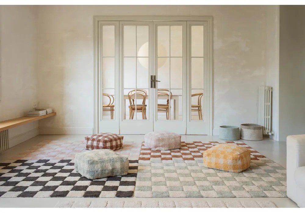 Covor roz deschis/crem lavabil/țesut manual din bumbac 120x160 cm Kitchen Tiles Rose – Lorena Canals