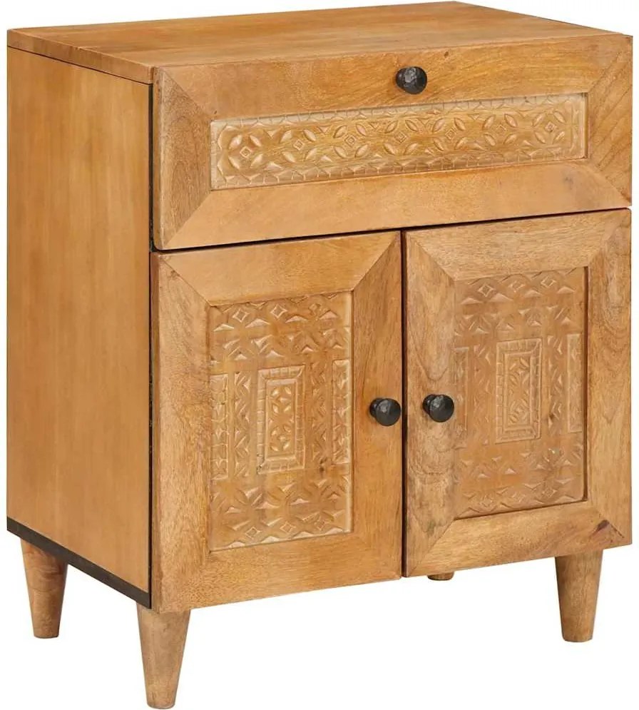 vidaXL Dulap de noapte cu sertar cu ușă Maro deschis 50 x 33 x 60 cm