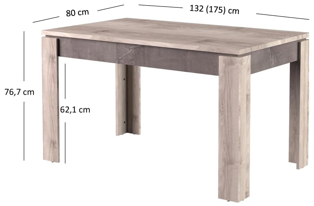 Masă de sufragerie extensibilă Japon (castan nairobi + onyx) (pentru 4-6 persoane). 1116916