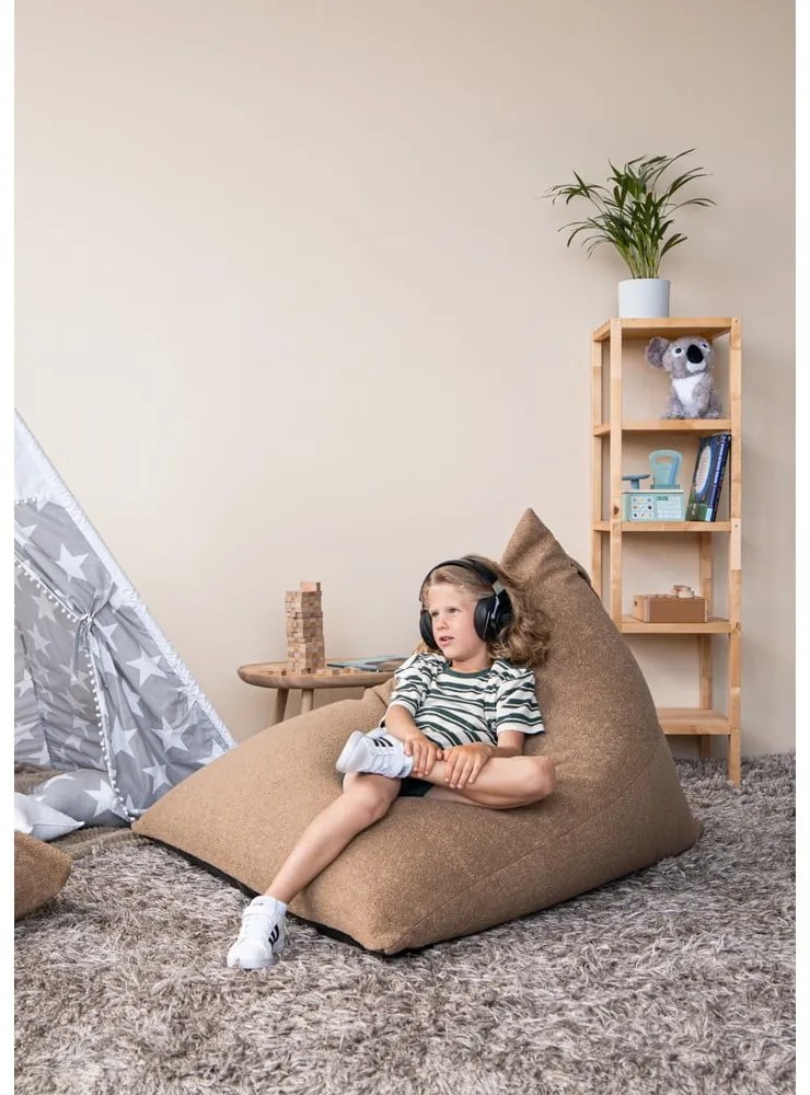 Fotoliu bean bag maro cu tapițerie din țesătură bouclé Razz – SLOWDOWN