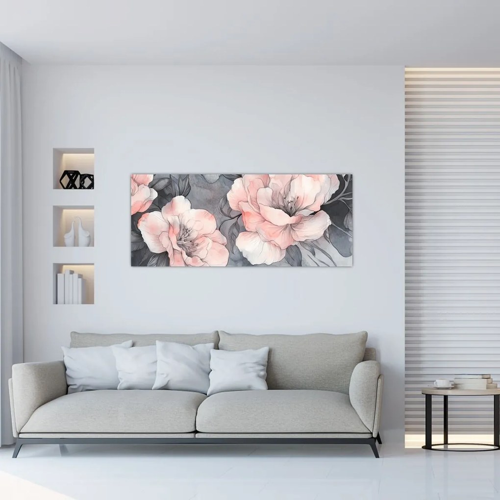 Tablou - Schiță de flori (120x50 cm)