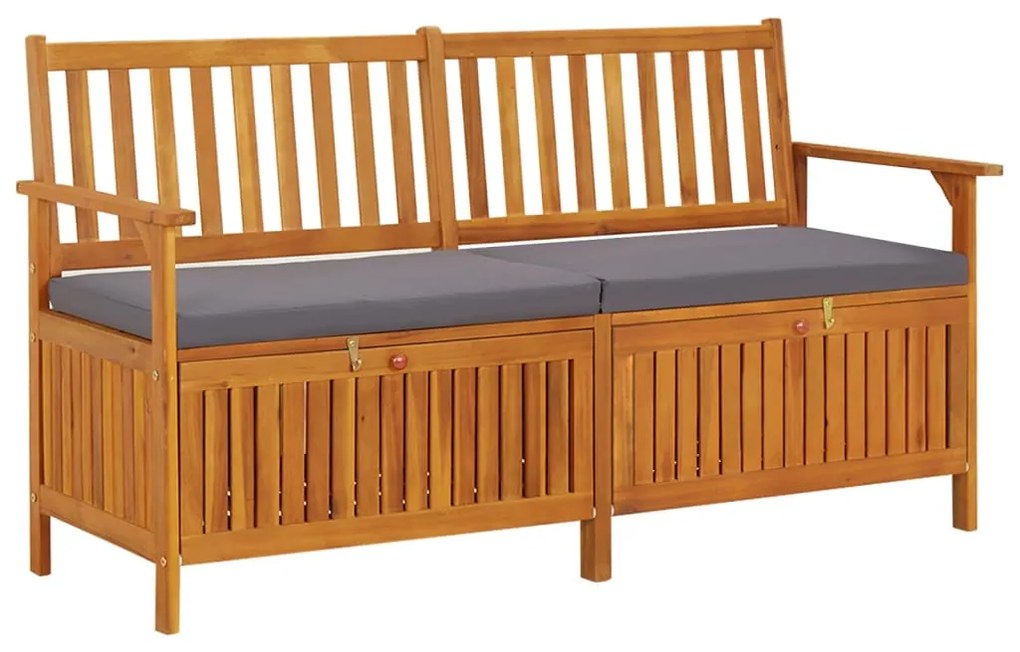 316740 vidaXL Bancă de depozitare cu pernă, 148 cm, lemn masiv de acacia