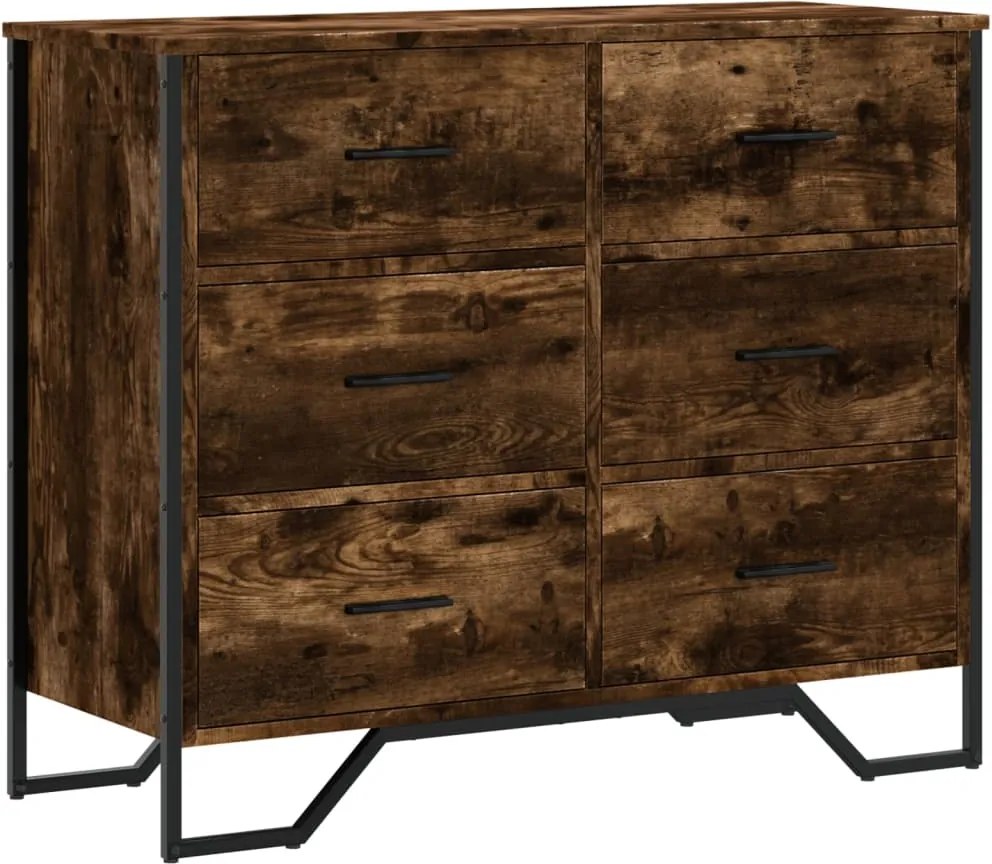vidaXL Comodă cu sertare stejar fumuriu 91x35,5x74,5 cm lemn prelucrat